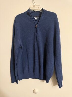 Brooks Brothers Sweater Mens Navy Blue Merino Wool 1/4 Zip Pullover Large L